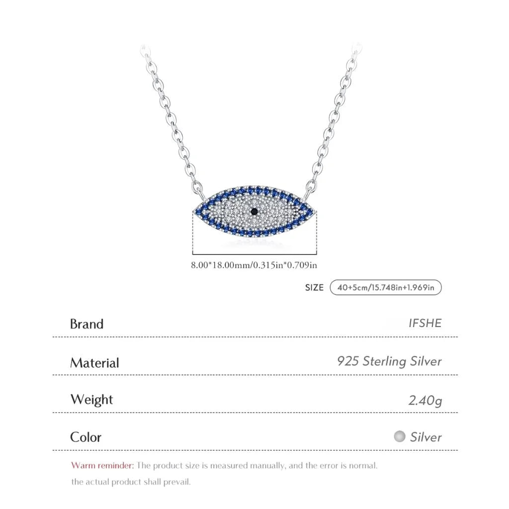 Evil Eye Choker Necklace 925 Sterling Silver with Blue Zircon Stones