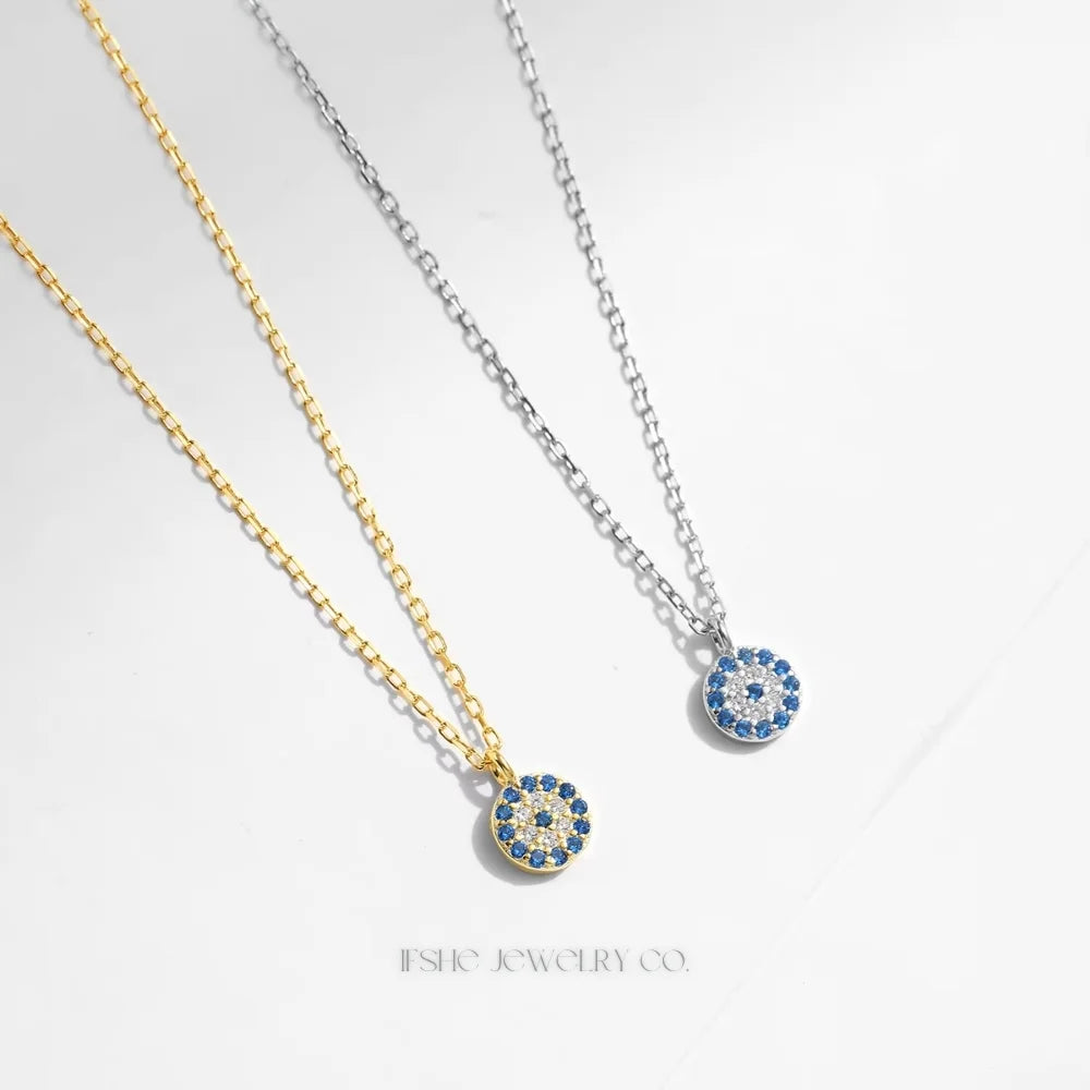 Evil Eye Necklace in 925 Sterling Silver with Zircon Pendant
