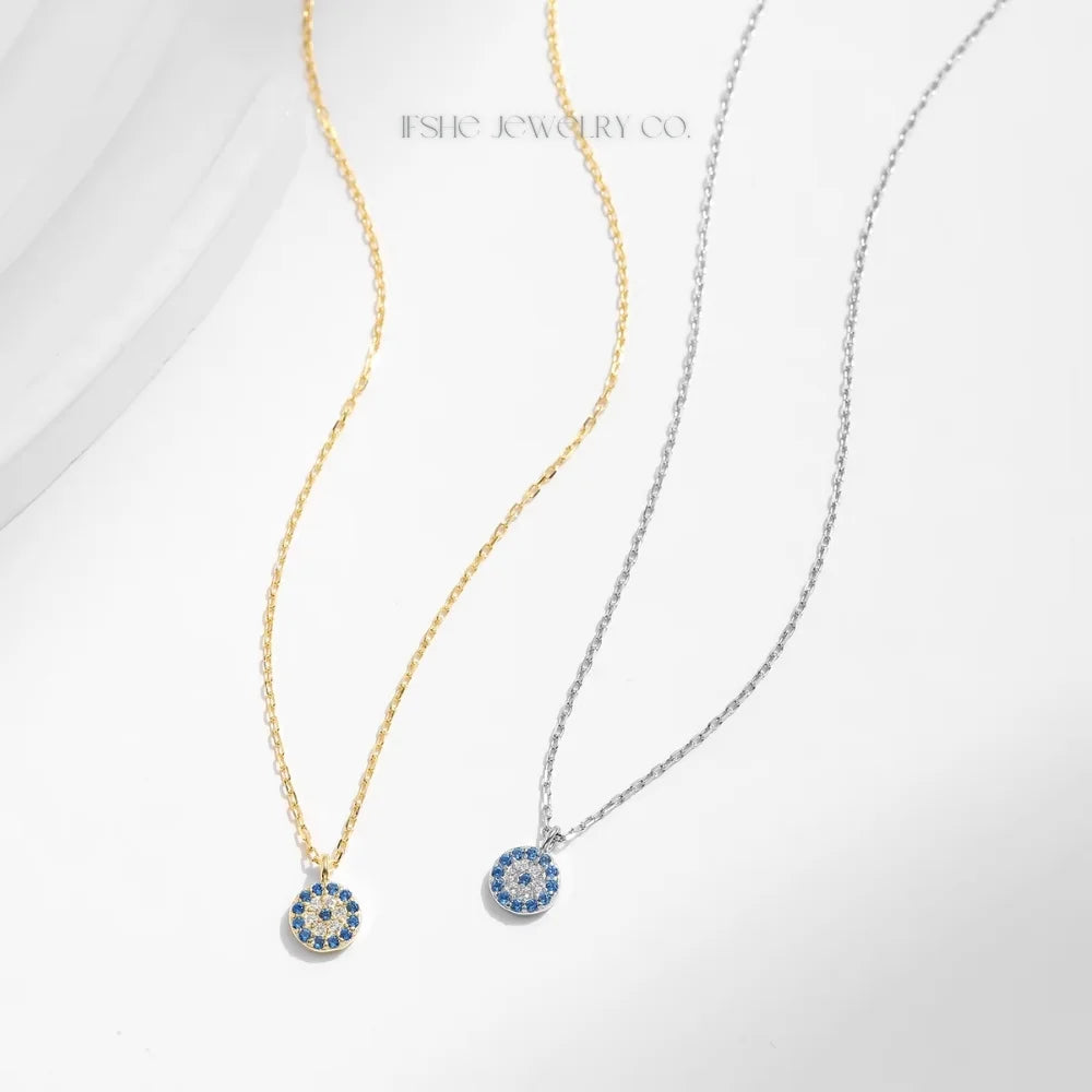 Evil Eye Necklace in 925 Sterling Silver with Zircon Pendant