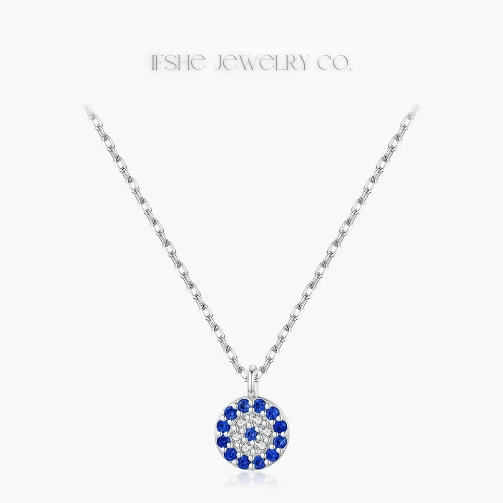Evil Eye Necklace in 925 Sterling Silver with Zircon Pendant