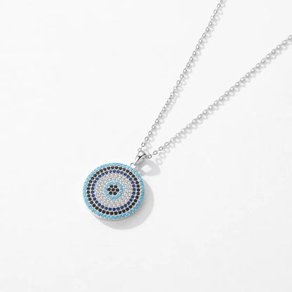 Sterling Silver Evil Eye Necklace - Turkish Blue Eye Pendant for Women