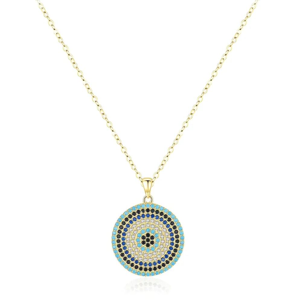 Sterling Silver Evil Eye Necklace - Turkish Blue Eye Pendant for Women