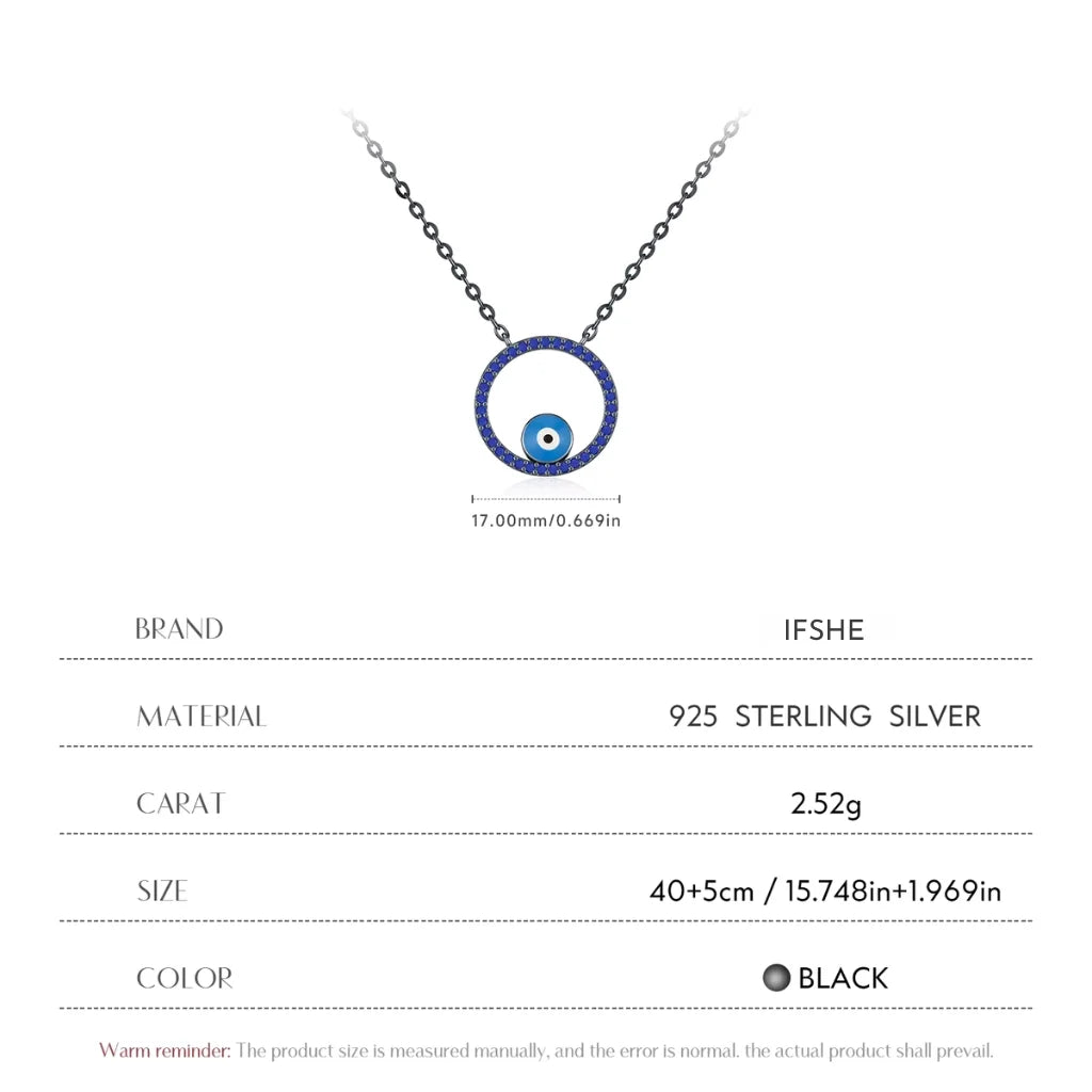 Cute Enamel Evil Eye Necklace with Lapis Lazuli - 925 Sterling Silver Pendant for Women