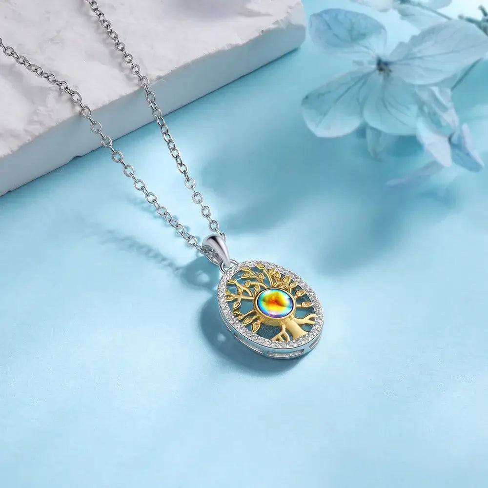 Family Tree Necklace with Picture Inside, Tree Of Life Photo Projection Necklace, Photo Projection Jewellery for Her