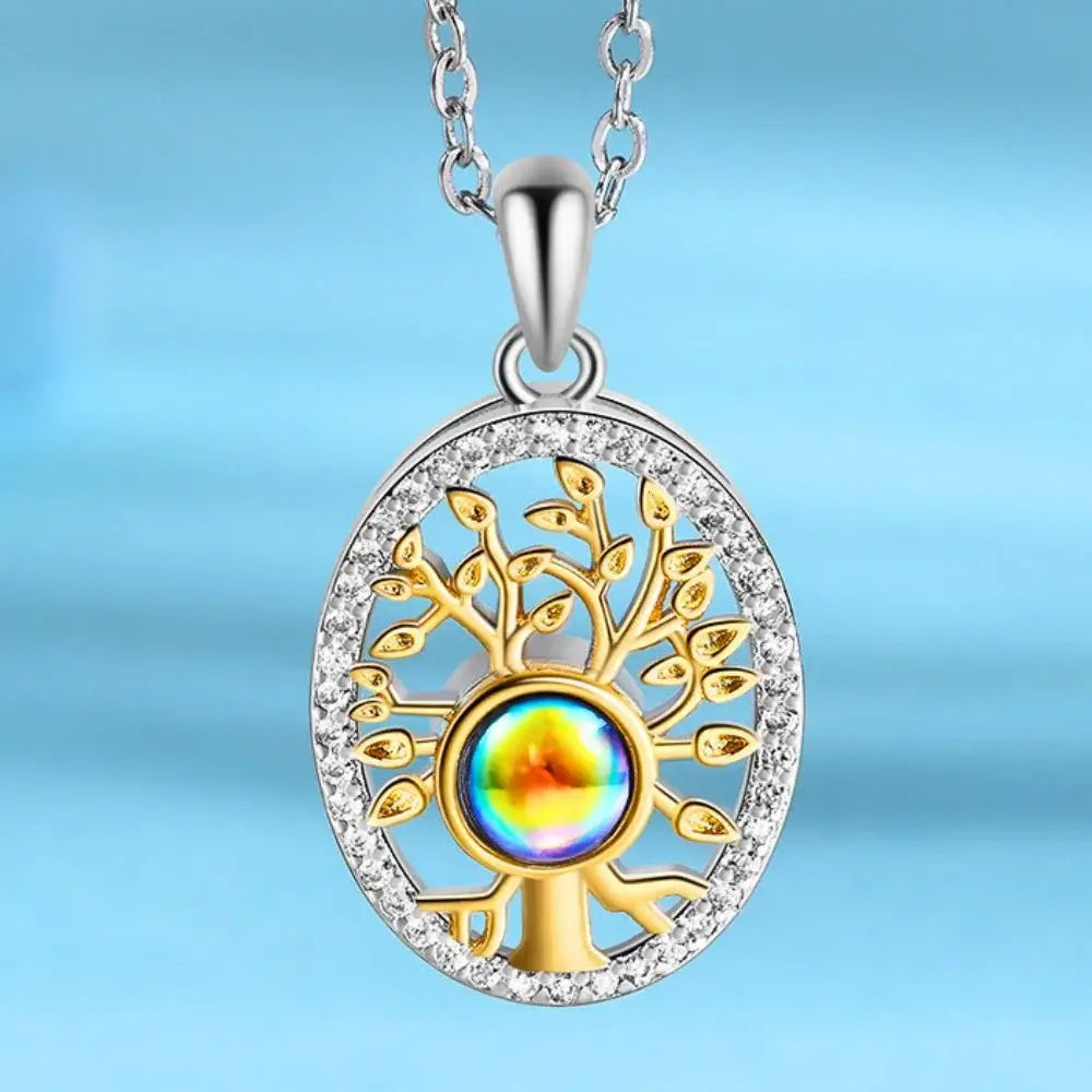 Family Tree Necklace with Picture Inside, Tree Of Life Photo Projection Necklace, Photo Projection Jewellery for Her