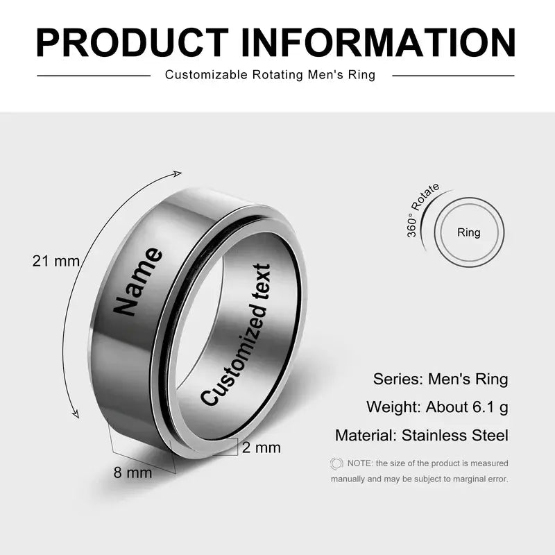 VIEN 3Pcs Black Stainless Steel Fidget Spinner Rings Set for Men Women Cool  Wedding Bands Rings