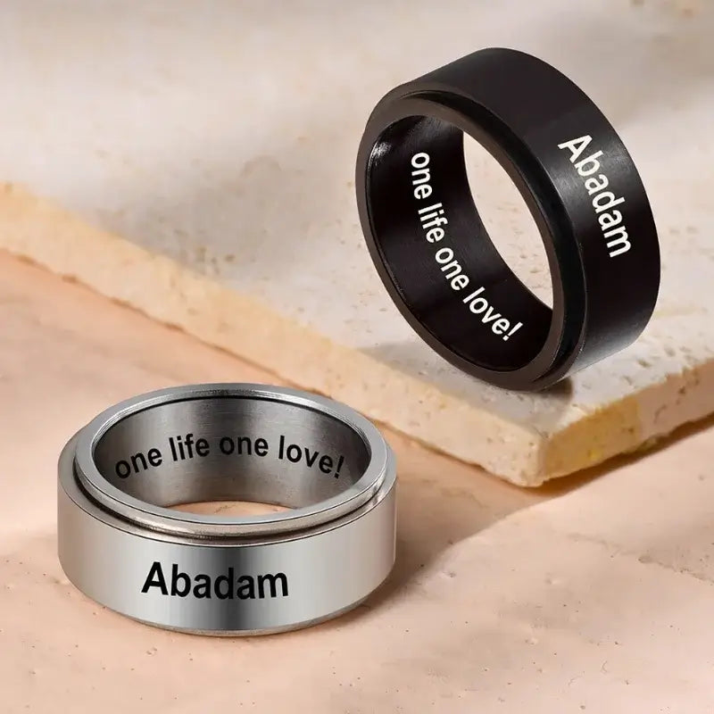 Fidget Ring for Men Anxiety Fidget Spinner Ring Stainless Steel IfShe UK