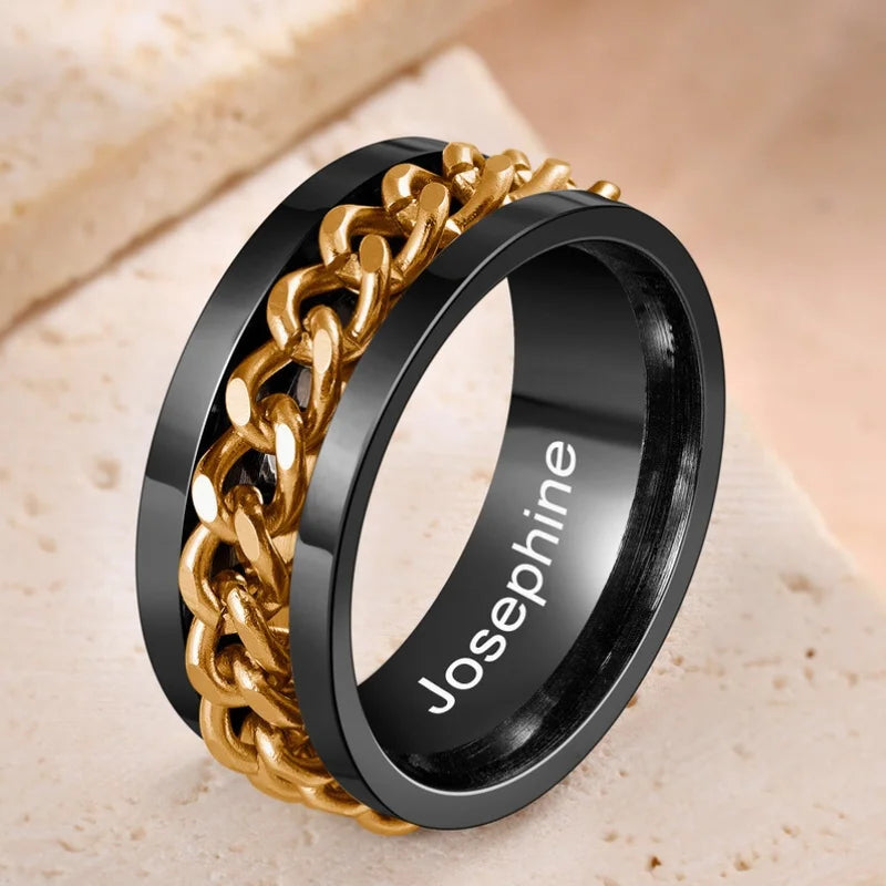 Fidget Ring for Women and Men | Anxiety Ring Stainless Steel | Gold Spinner Ring