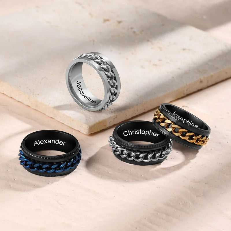 Fidget Ring for Women and Men Anxiety Ring Stainless Steel