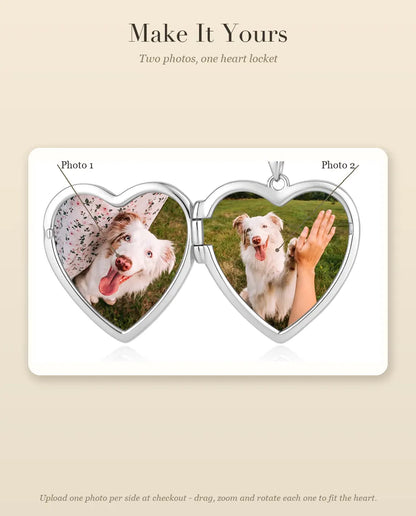 How to personalise the heart photo locket with two photos