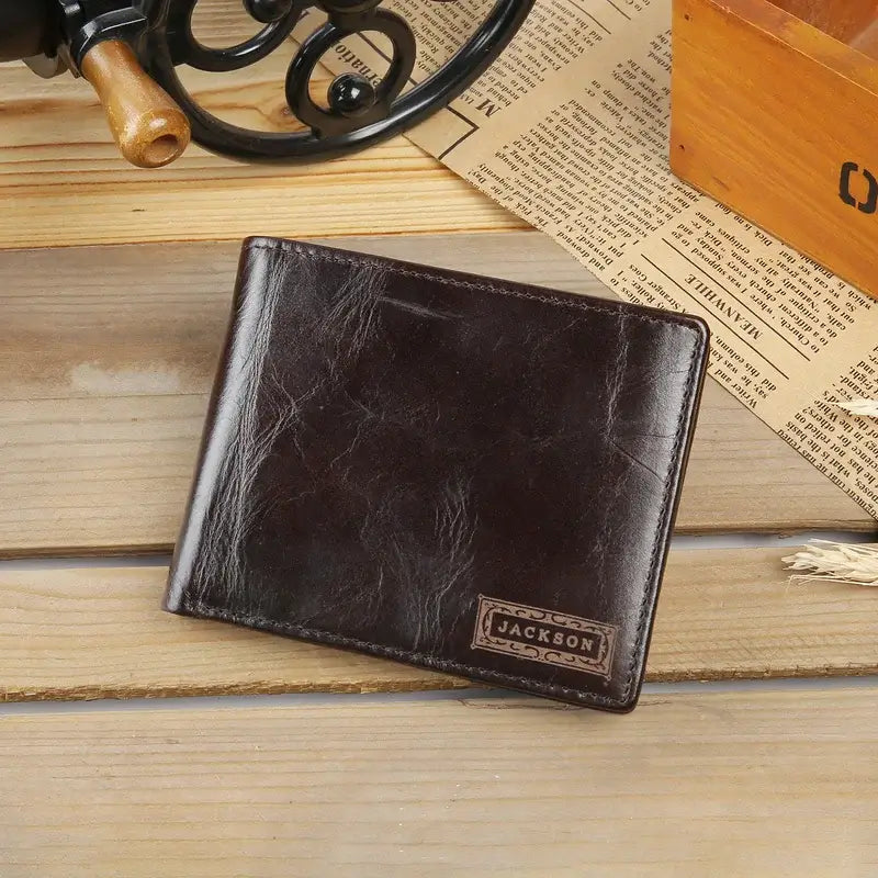 Genuine Leather Men's Personalised Wallet with Name and Text