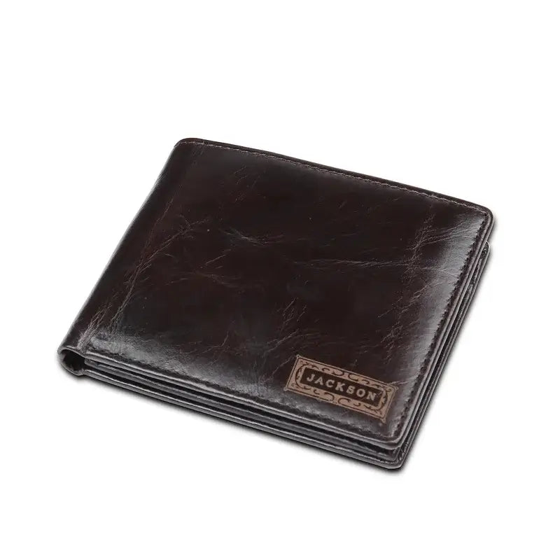 Genuine Leather Men's Personalised Wallet with Name and Text