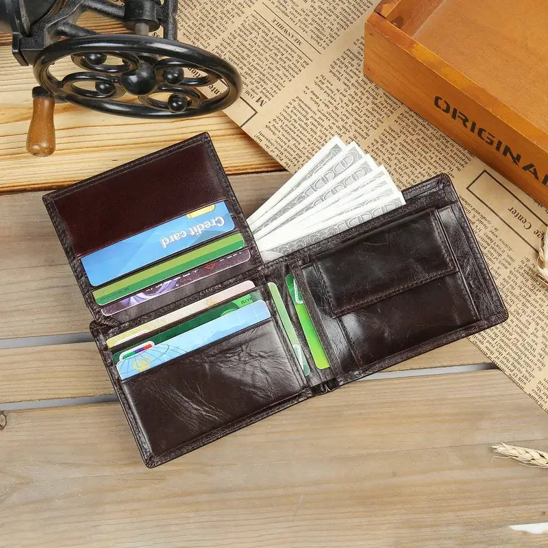 Genuine Leather Men's Personalised Wallet with Name and Text