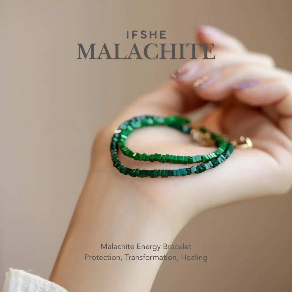 Genuine Malachite Energy Bracelet Duo – Deep & Light Green Set for Inner Renewal
