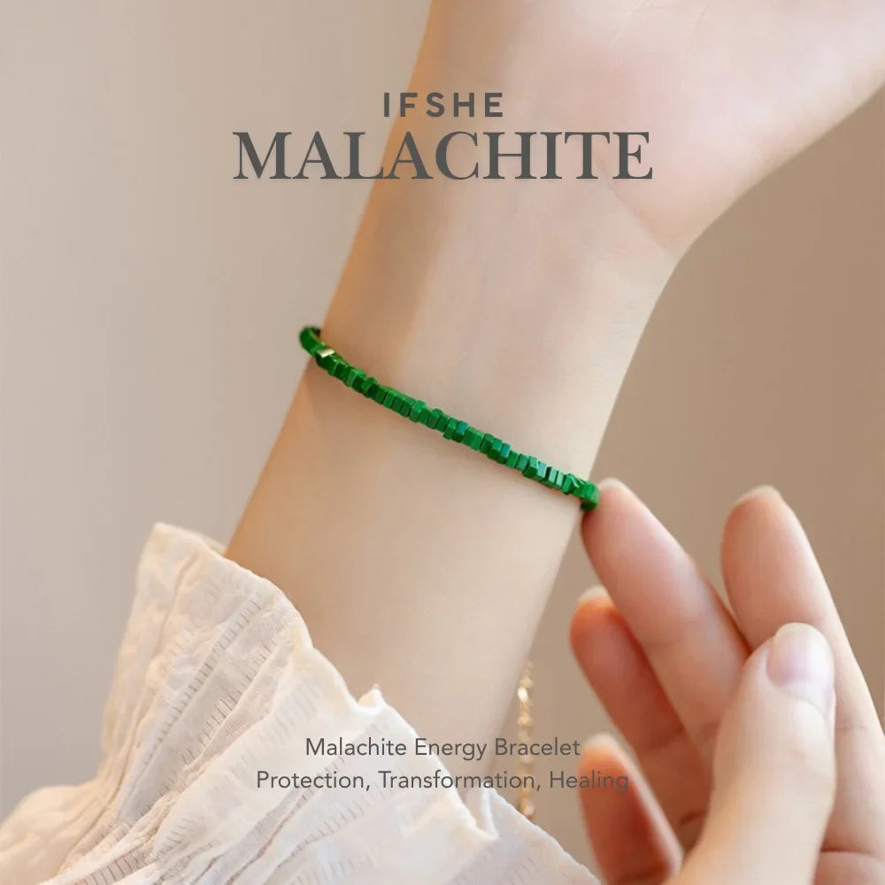 Genuine Malachite Energy Bracelet Duo – Deep & Light Green Set for Inner Renewal