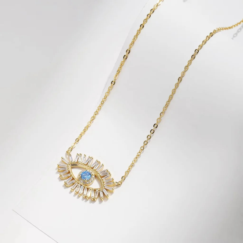 Glimmering Gold-Plated Sterling Silver Evil Eye Necklace for Women