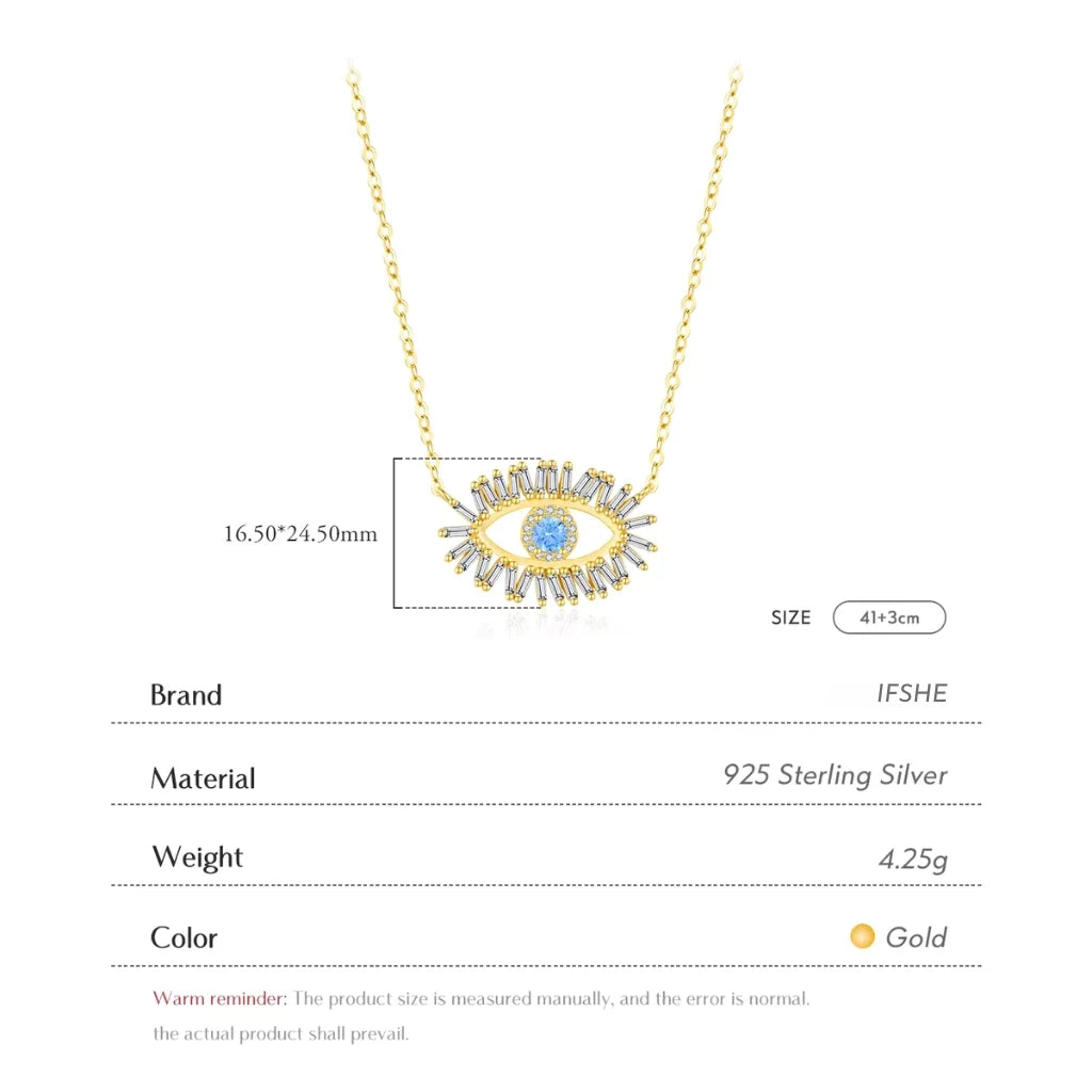 Glimmering Gold-Plated Sterling Silver Evil Eye Necklace for Women