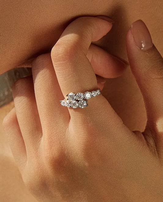 Moissanite cluster eternity band ring in 925 sterling silver