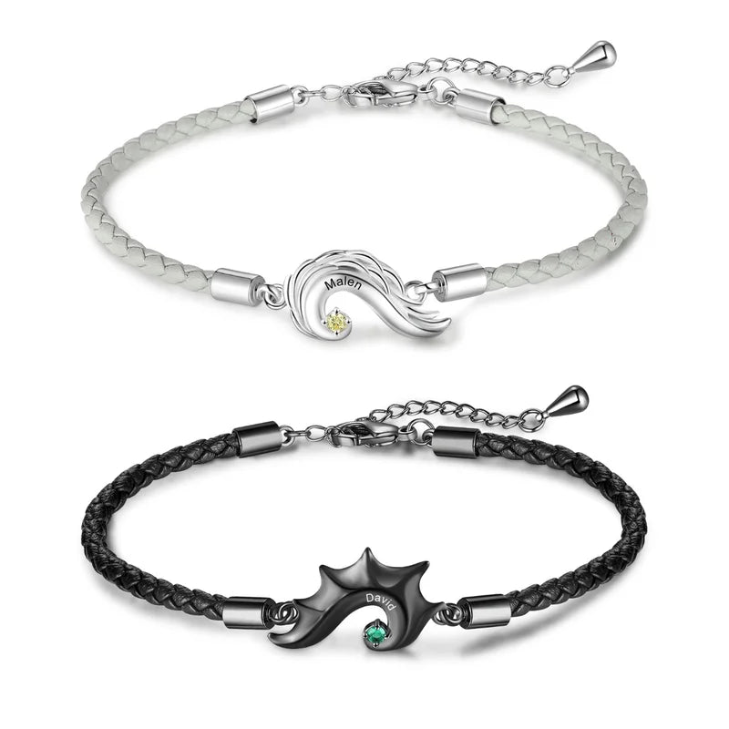 Half Heart Couple Bracelets | Engraved Matching Bracelets