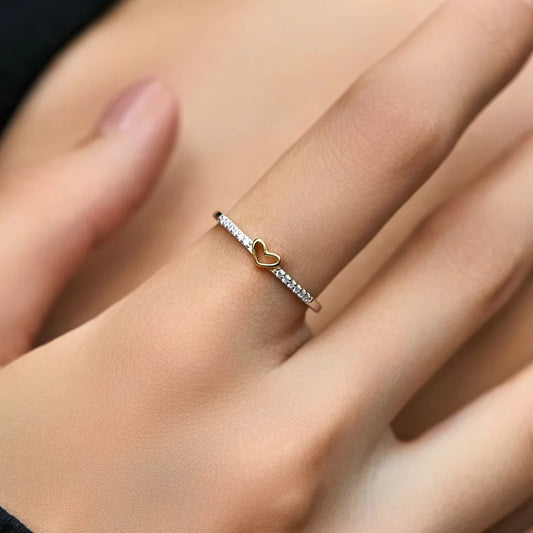 Heart or Infinity Ring in Sterling Silver with Zircon for Women