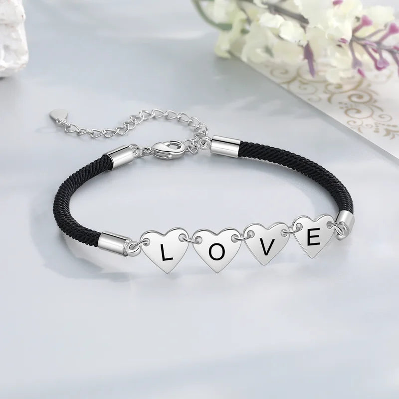 Heart Charm Initial Bracelet | Personalised 1-4 Initials Bracelet