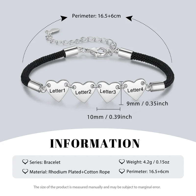 Heart Charm Initial Bracelet | Personalised 1-4 Initials Bracelet