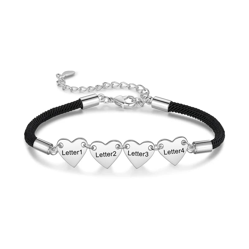 Heart Charm Initial Bracelet | Personalised 1-4 Initials Bracelet