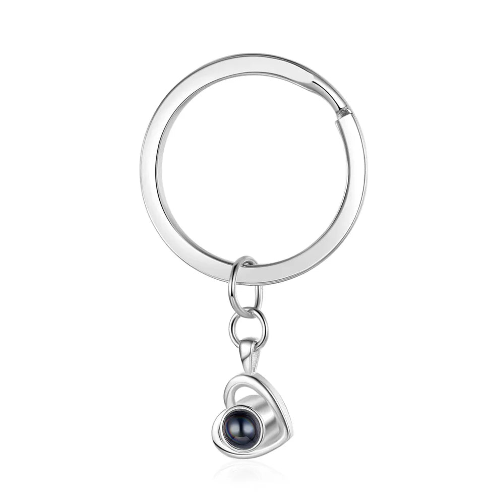 Personalised Photo Keyring, Heart Charm Photo Projection Keyring, Customised Photo Keyring