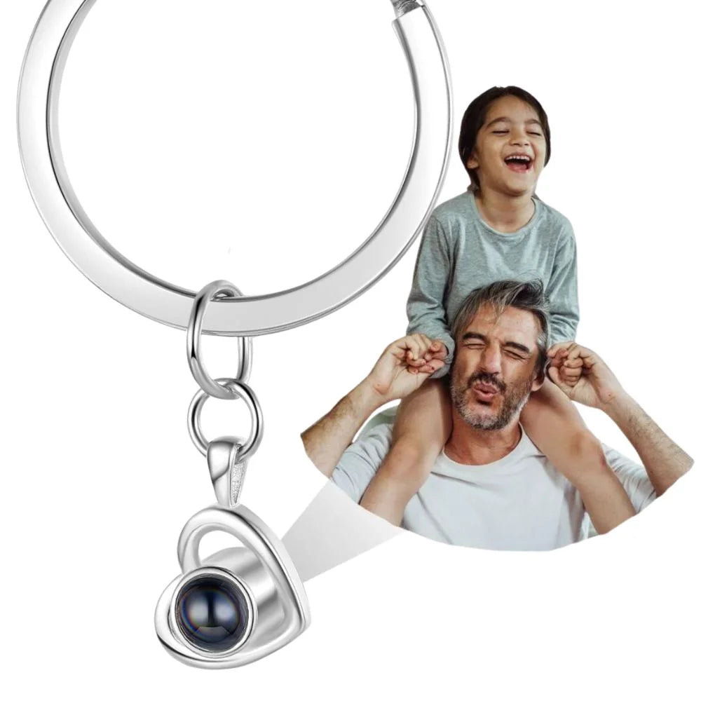 Personalised Photo Keyring, Heart Charm Photo Projection Keyring, Customised Photo Keyring