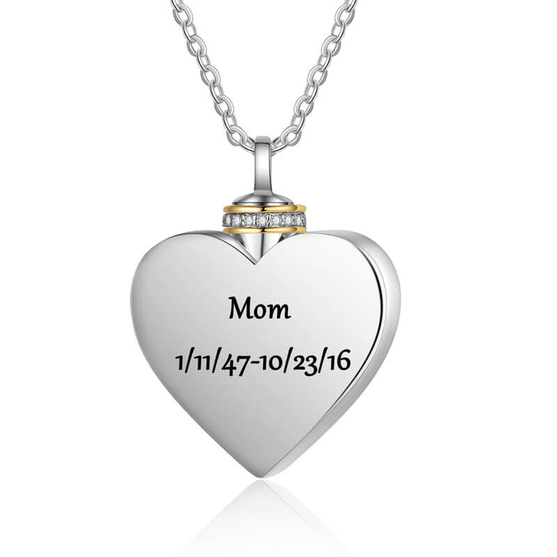 Personalised Birthstone Heart Locket Ashes Necklace with Engraving