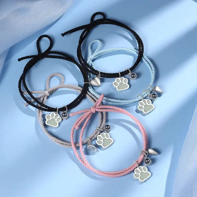 Matching Bracelets | Couple Bracelets | Photo Projection Bracelets | Heart Magnetic Bracelets | 2 Pieces