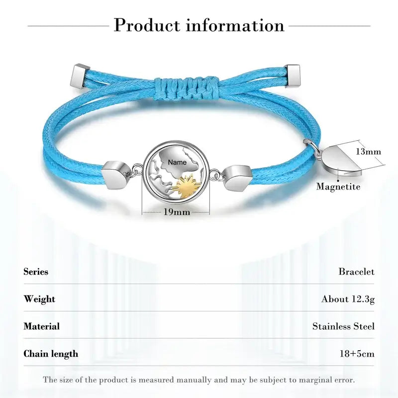 Heart Magnetic Matching Bracelets | Couple Bracelets with His and Hers Names