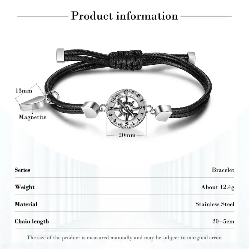 Heart Magnetic Matching Bracelets | Couple Bracelets with His and Hers Names