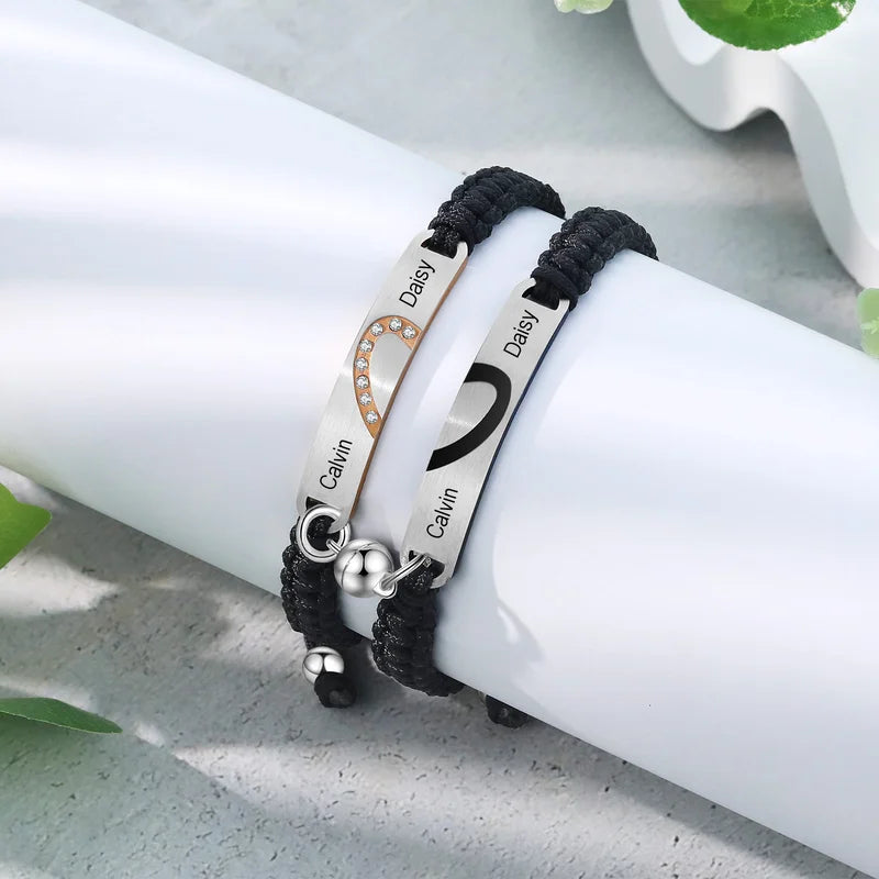Heart Matching Bracelets for Couples Magnetic Couple Name Bracelets IfShe UK