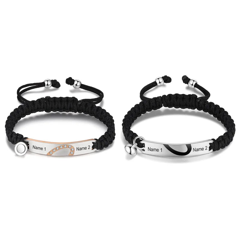 Amazon.com: 2Pcs Stainless Steel Couples Bracelets for His and Her Crown  Matching Set For Lover: Clothing, Shoes & Jewelry