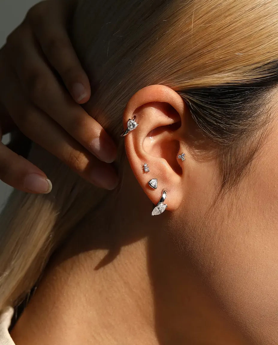 Heart moissanite huggie earrings in 925 sterling silver