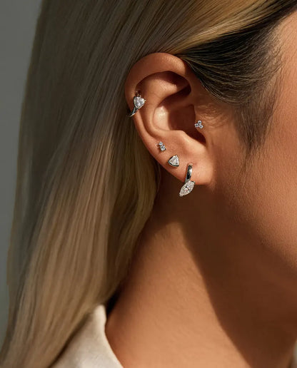 Heart moissanite huggie earrings in 925 sterling silver