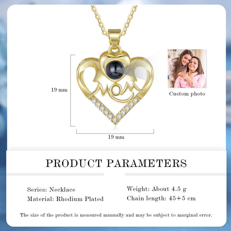 Personalised Heart Mom Pendant Photo Projection Necklace