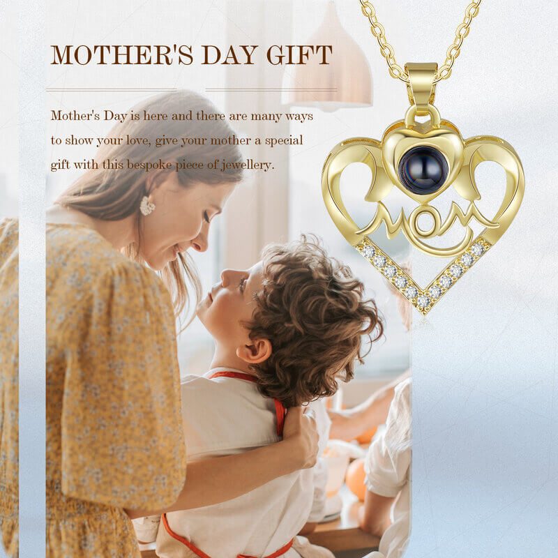 Personalised Heart Mom Pendant Photo Projection Necklace