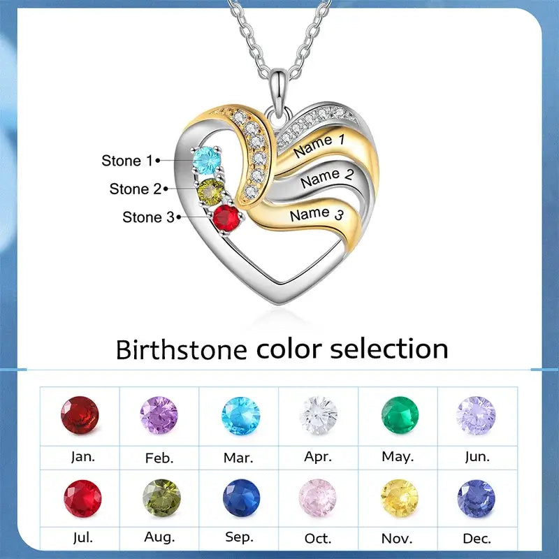 Personalised Family Tree Birthstone Name Necklace