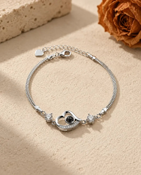 Photo Projection Bracelet - front view in silver