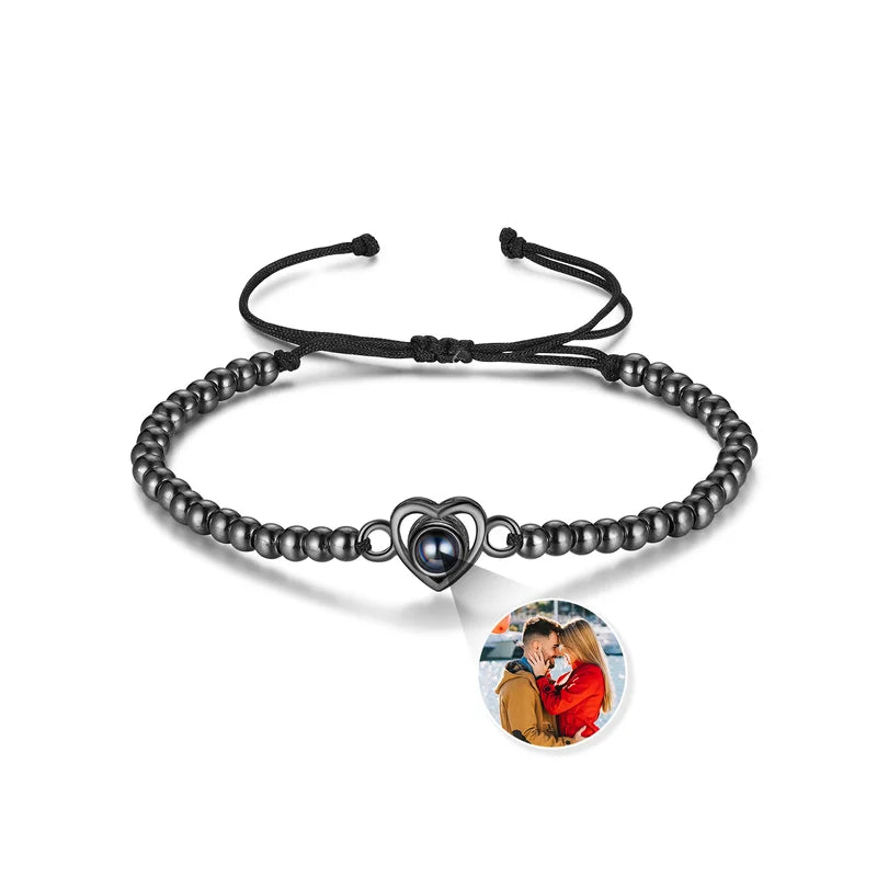 Photo Bracelet with Picture Inside | Heart Personalised Projection Bracelet | 4 Colours