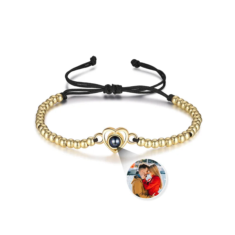 Photo Bracelet with Picture Inside | Heart Personalised Projection Bracelet | 4 Colours