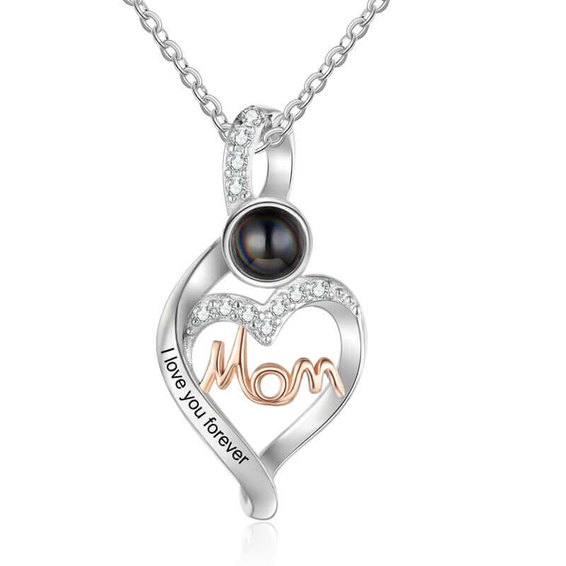 Personalised Engraved Heart Photo Projection Mom Necklace