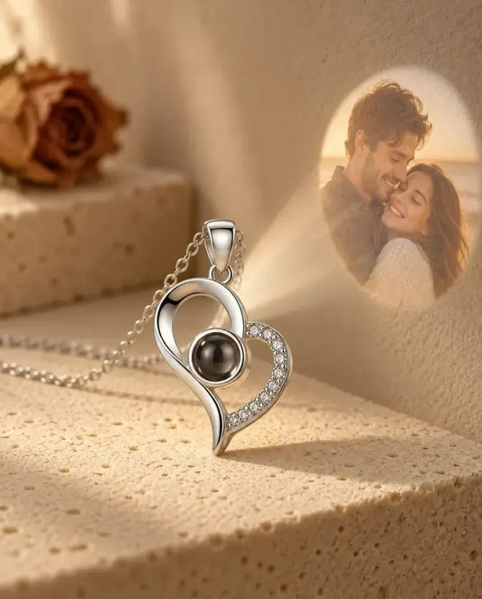 Photo Projection Necklace - projecting the hidden photo onto a wall
