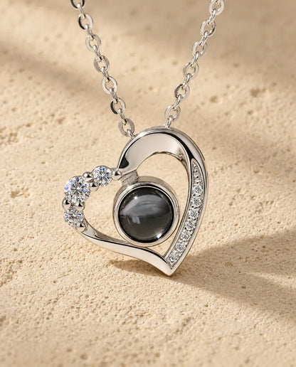 Heart Photo Projection Necklace - close-up of the projection charm
