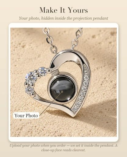 Heart Photo Projection Necklace - personalisation guide: photo upload