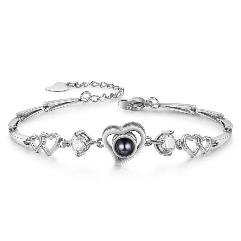 Heart Projection Photo Bracelet with Picture Inside