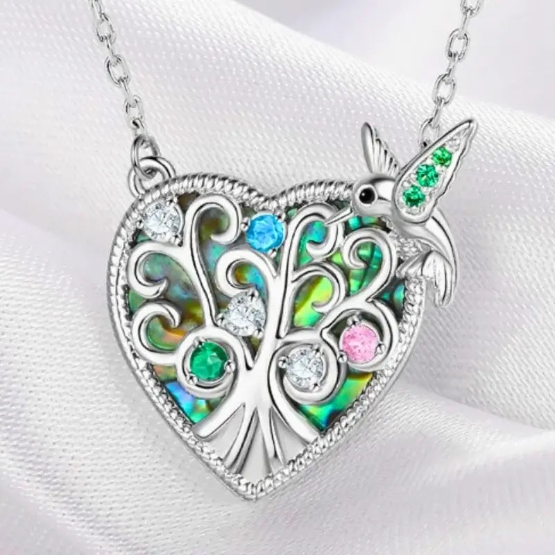 Heart Shaped Family Tree Birthstone Necklace | 3-6 Zircon Birthstones