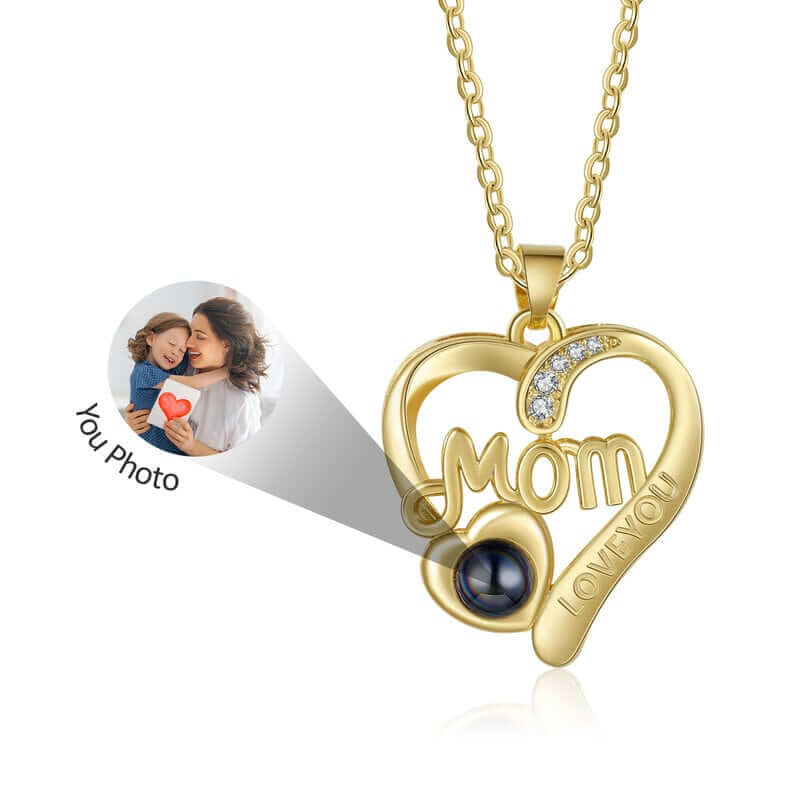 Personalised Heart Shaped Photo Projection Mom Necklace